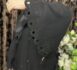 Black Stones & Cutwork Embellished Open Front (Button down) Abaya